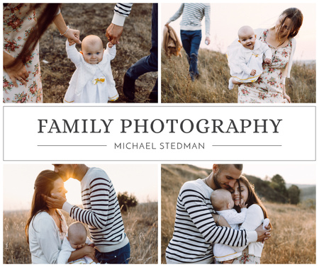 Family Photography Loving Parents with Baby Facebook Design Template