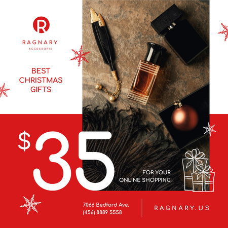 Designvorlage Christmas Sale Cosmetics and Shiny Bauble für Instagram