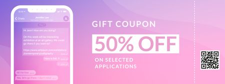 Chat On Phone Screen With Discounts Voucher Coupon Design Template