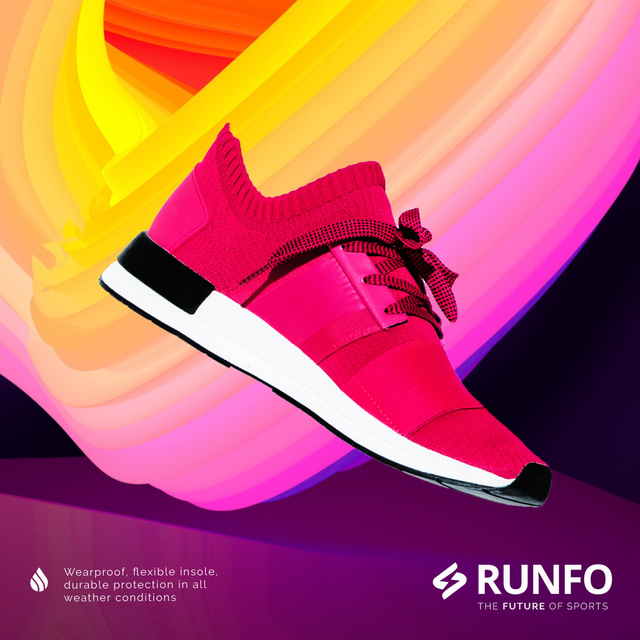 Sporting Goods Ad with Running Pink Sports Shoe Animated Post Design Template
