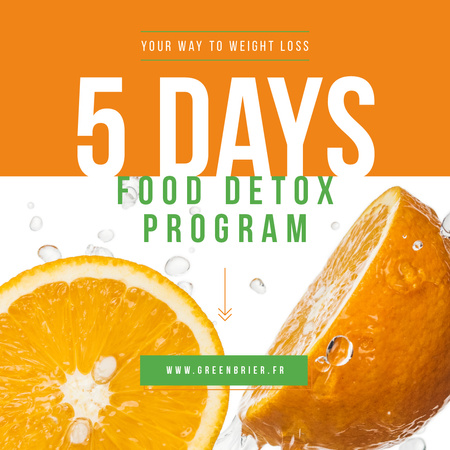Detox Food Offer with Raw Oranges Instagram tervezősablon