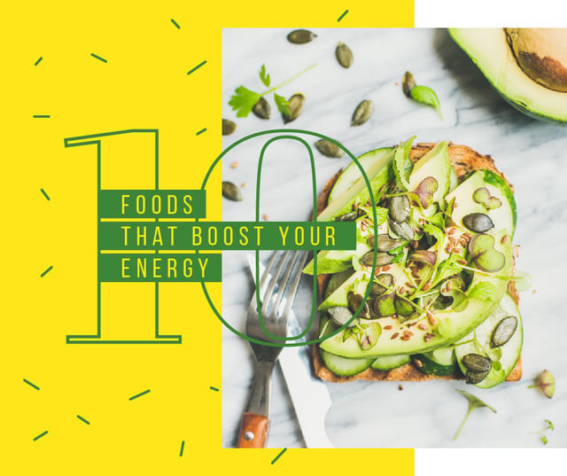 Template di design Toast with raw Avocado and seeds Facebook