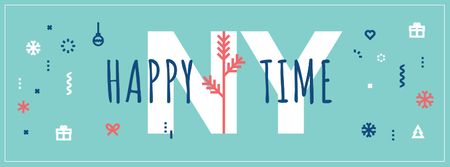 Platilla de diseño Happy New Year Greeting Facebook cover