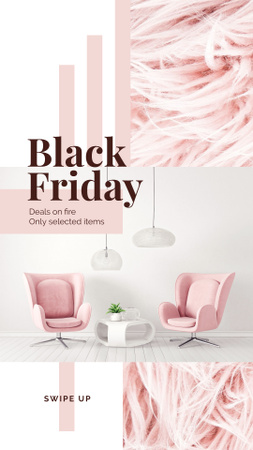 Plantilla de diseño de Black Friday Deal Cozy Interior in Pink Color Instagram Story 