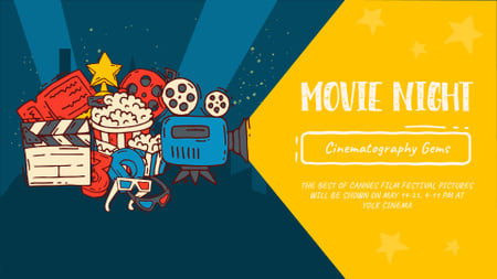 Movie Night invitation Cinema attributes Full HD video tervezősablon