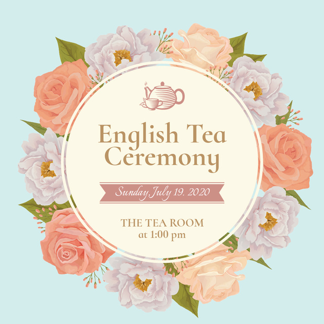 Ontwerpsjabloon van Instagram van English Tea Ceremony Invitation