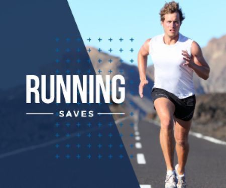 running young man and motivational quote  Medium Rectangle Design Template