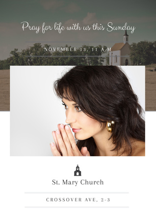 Designvorlage St. Mary Church with Woman praying für Poster
