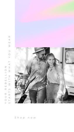 Plantilla de diseño de Stylish Couple hugging near trailer Instagram Story 