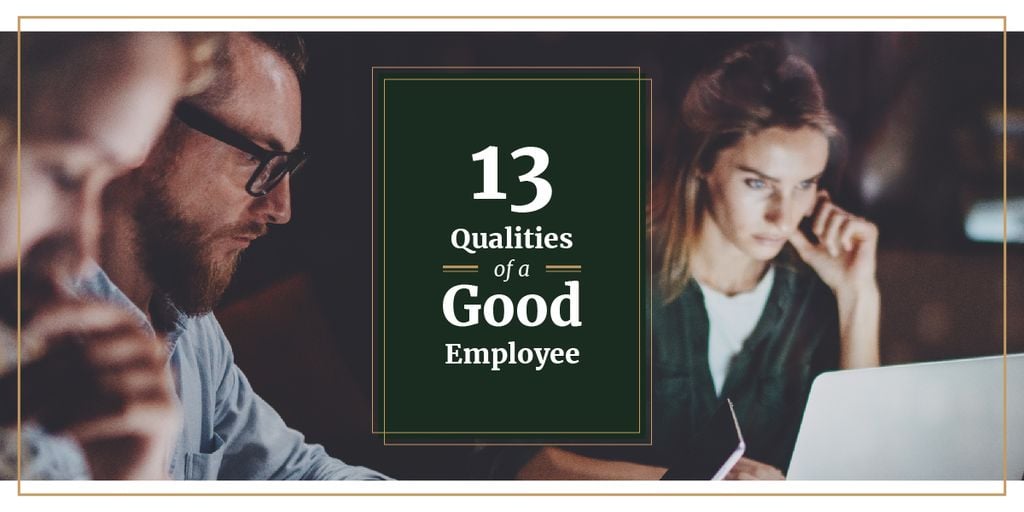 13 qualities of a good employee Image Design Template