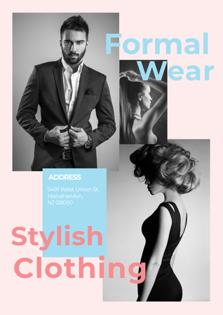 Formal wear store with Stylish people Poster Modelo de Design