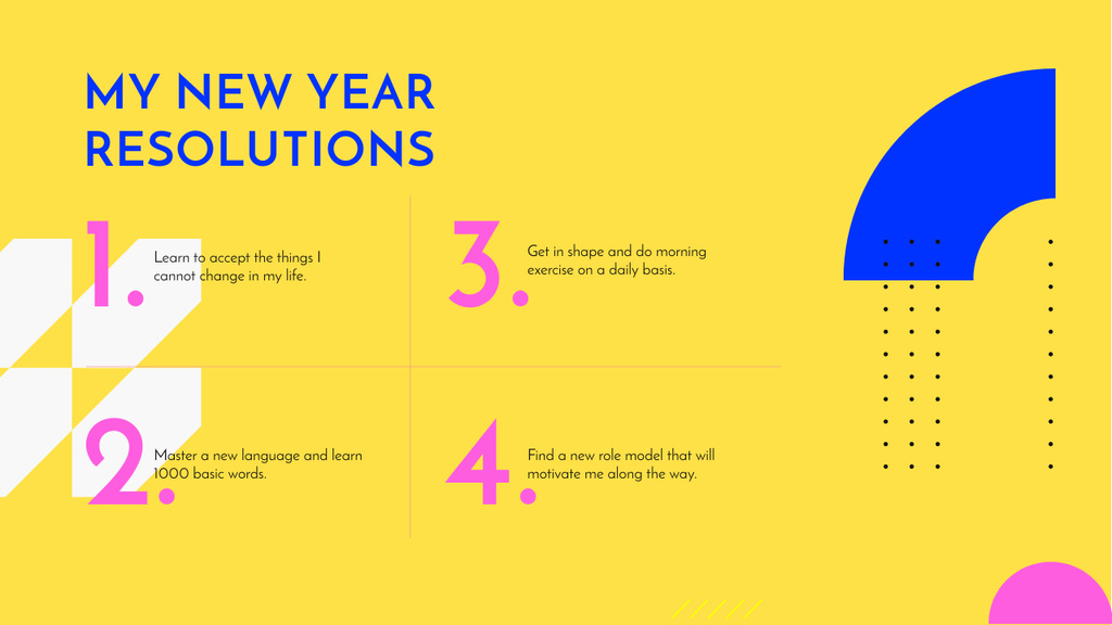 Template di design New Year Resolutions on geometric pattern Mind Map