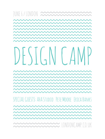 Design camp announcement on Blue waves Poster US Šablona návrhu
