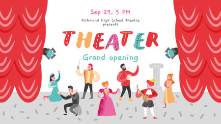 Modèle de visuel Theater Invitation Actors Performing on Stage - FB event cover