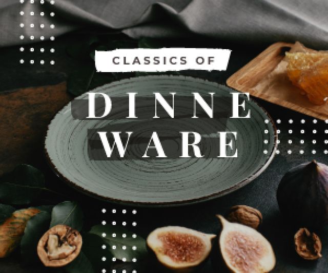 Ontwerpsjabloon van Medium Rectangle van Dinnerware Sale Raw Figs and Nuts by Plate