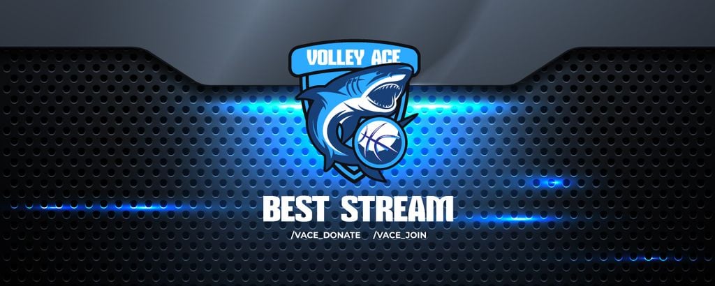 Volleyball Match announcement with Shark Twitch Profile Banner – шаблон для дизайна