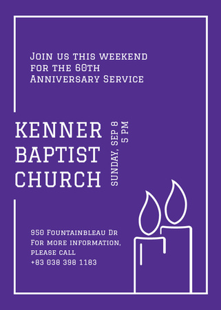 Church invitation with Candles in frame Flayer Design Template