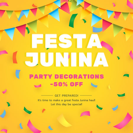 Festa Junina parti süslemeleri satışı Instagram AD Tasarım Şablonu