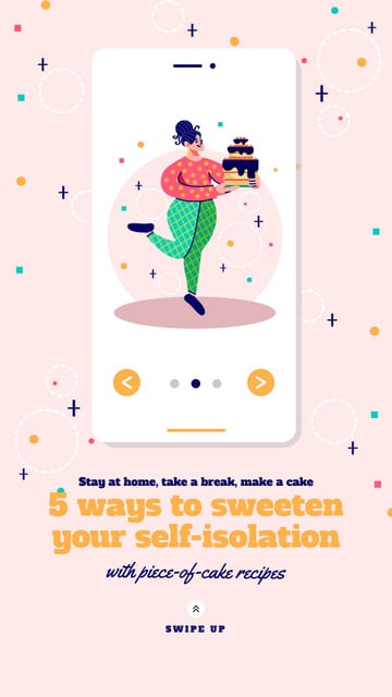 Ontwerpsjabloon van Instagram Story van Woman with Cake for bakery recipes on Self-isolation