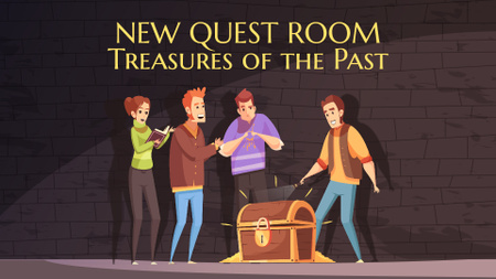 Quest Room Invitation Friends Opening Treasure Chest Full HD video Design Template