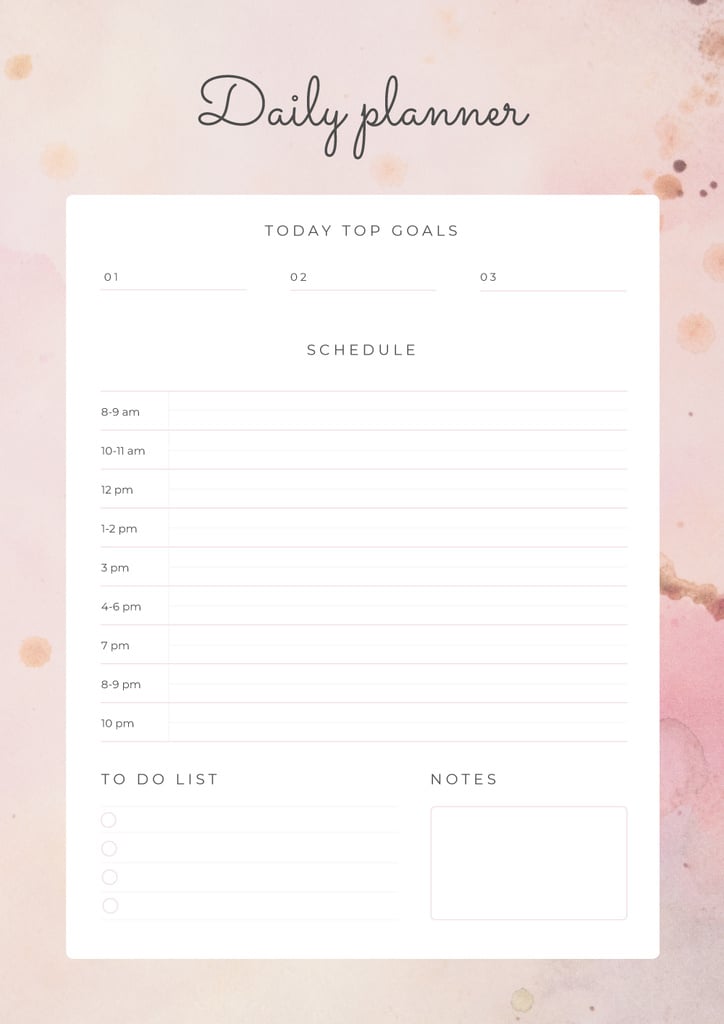 Daily Planner on Pink Texture Schedule Planner tervezősablon