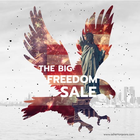 Template di design Independence Day celebration with eagle and flag Instagram AD