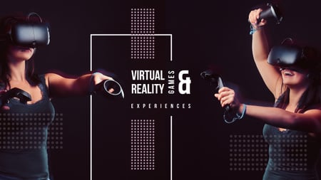 Woman using vr glasses Youtube Design Template