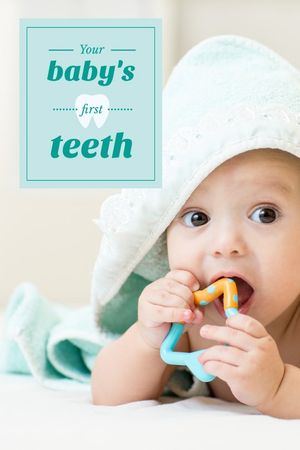 Baby Playing with Teether in Blue Tumblr Design Template