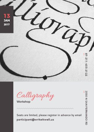 Calligraphy Workshop Announcement Decorative Letters Invitation Πρότυπο σχεδίασης