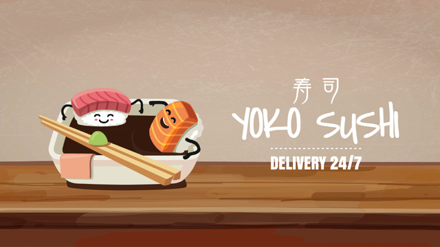 Plantilla de diseño de Sushi Menu with Food Bathing in Soy Sauce Full HD video 