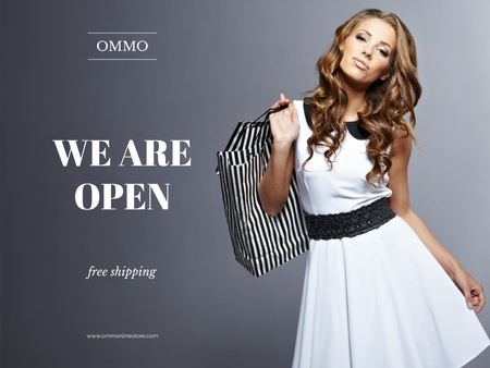Template di design Young woman holding Shopping Bags Presentation