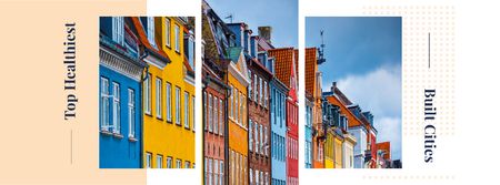 Colorful building facades Facebook cover Modelo de Design