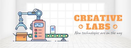 New technologies icons on production line Facebook Video cover Design Template