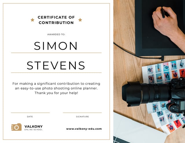Szablon projektu Studio Employee Contribution gratitude Certificate