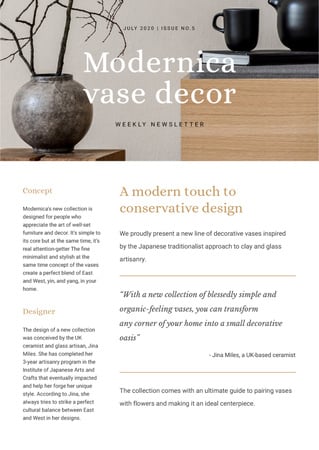 Home Decore Ad with Vase Newsletter Tasarım Şablonu