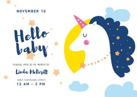 Template di design Baby Shower Invitation with Magical Unicorn Postcard