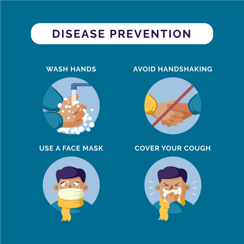 Ontwerpsjabloon van Instagram van Disease prevention instruction with Man sneezing