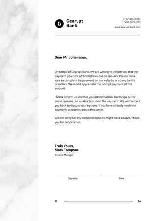 Platilla de diseño Bank payment notice Letterhead