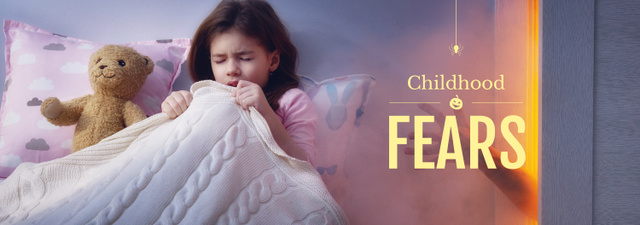Childhood Fears Concept Scared Child in Bed Tumblr Design Template