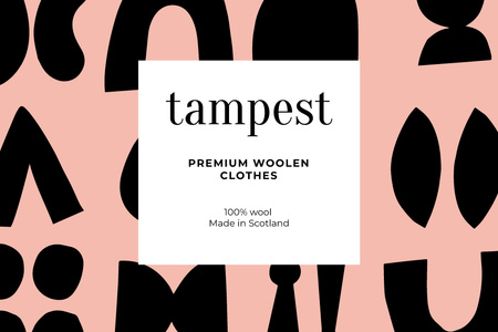Plantilla de diseño de Woolen Clothes ad on abstract pattern Label 