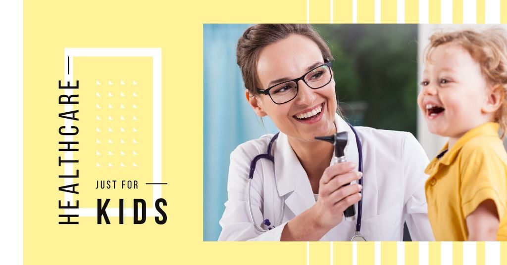 Healthcare For Kids Promotion In Yellow Facebook AD Design Template