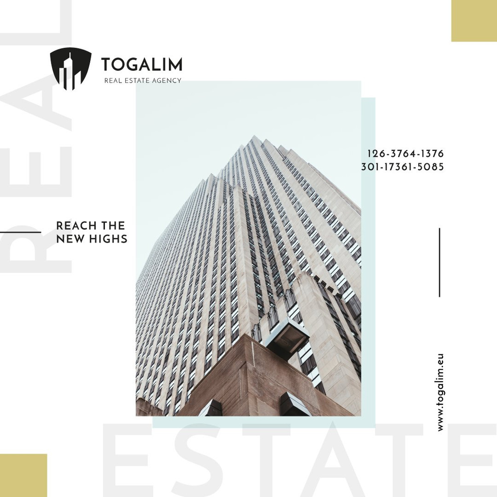 Real Estate Offer Modern Skyscraper Building Instagram AD – шаблон для дизайна
