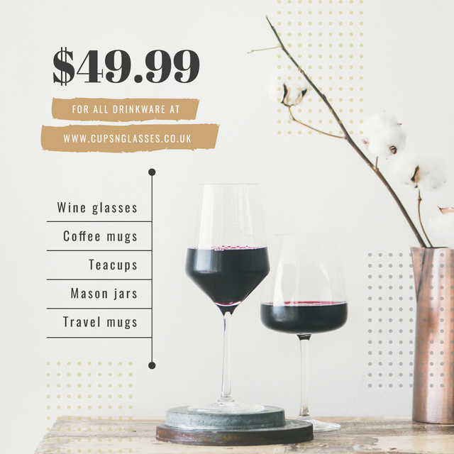 Ontwerpsjabloon van Instagram AD van Red wine in glasses for Drinkware Sale