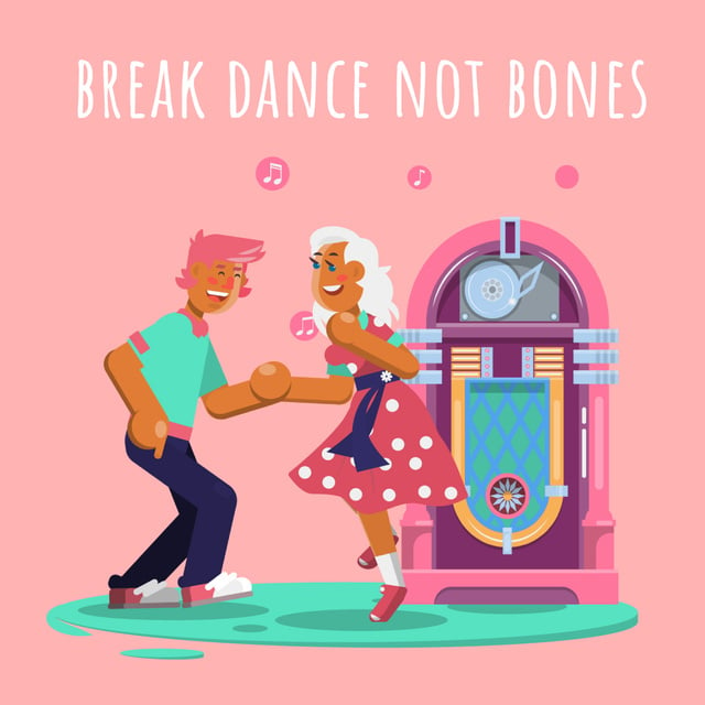 People dancing by jukebox  Animated Post Modelo de Design