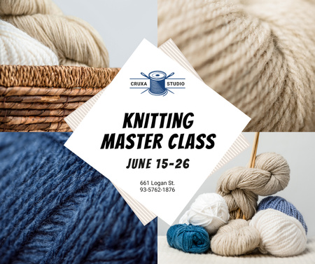 Knitting Lessons Wool Yarn Skeins Facebook Modelo de Design