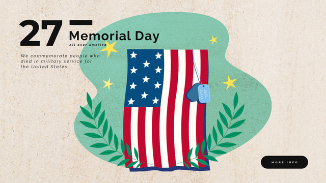 USA Memorial Day Waving Flag Full HD video Tasarım Şablonu
