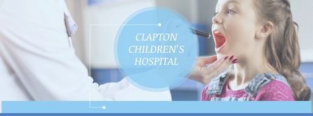 Children's Hospital Ad Pediatrician Examining Child Facebook cover Design Template