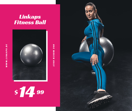 Designvorlage Girl training on fitness ball für Facebook