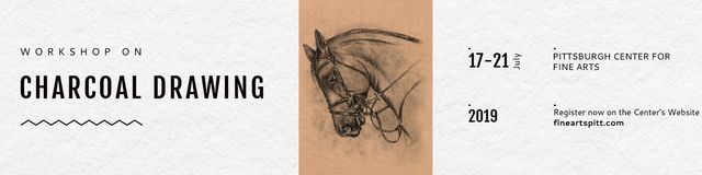 Plantilla de diseño de Charcoal Drawing Ad with Horse illustration Twitter 