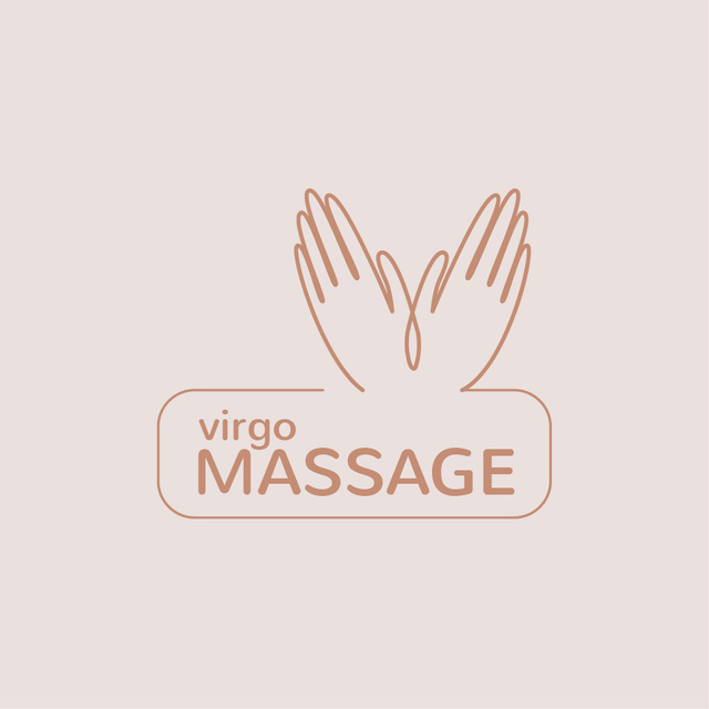 Massage Therapy with Masseur Hands in Pink Logo Design Template
